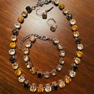 Swarovski crystal necklace, bracelet and pierced earrings.